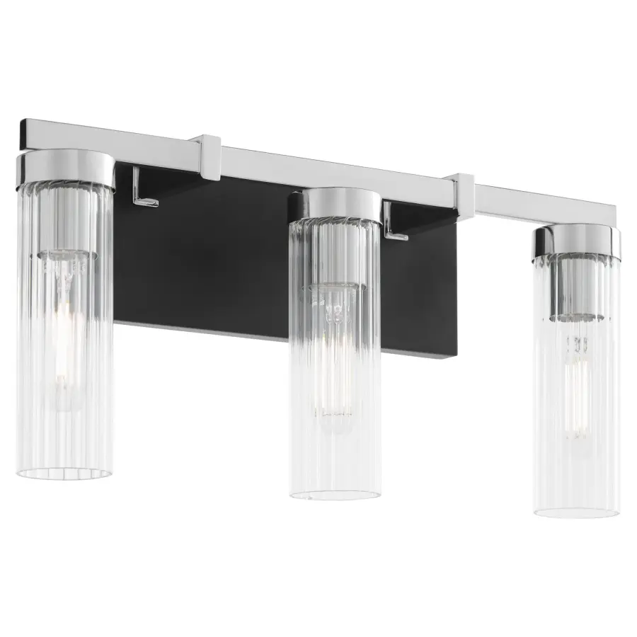 Kilbey 3-Light Vanity in Matte Black & Chrome - Image 2