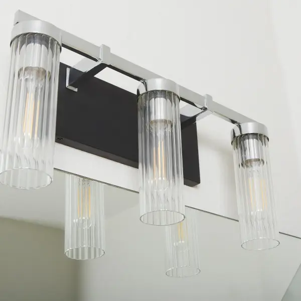 Kilbey 3-Light Vanity in Matte Black & Chrome - Image 6