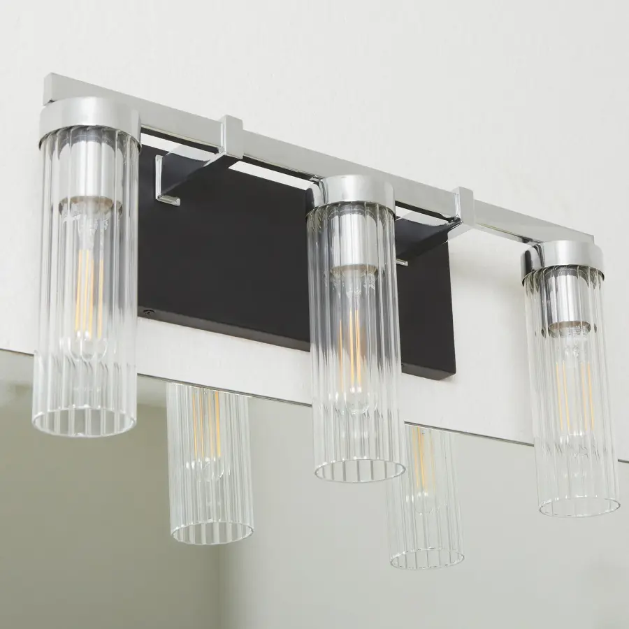 Kilbey 3-Light Vanity in Matte Black & Chrome - Image 7