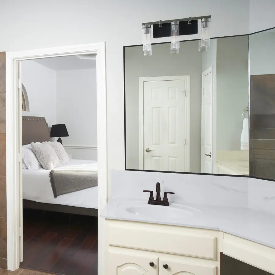 Kilbey 3-Light Vanity in Matte Black & Chrome - Image 8