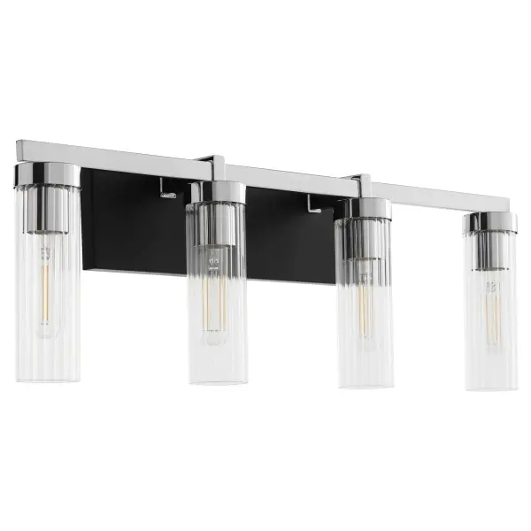 Kilbey 4-Light Vanity Light in Matte Black & Chrome - Image 1