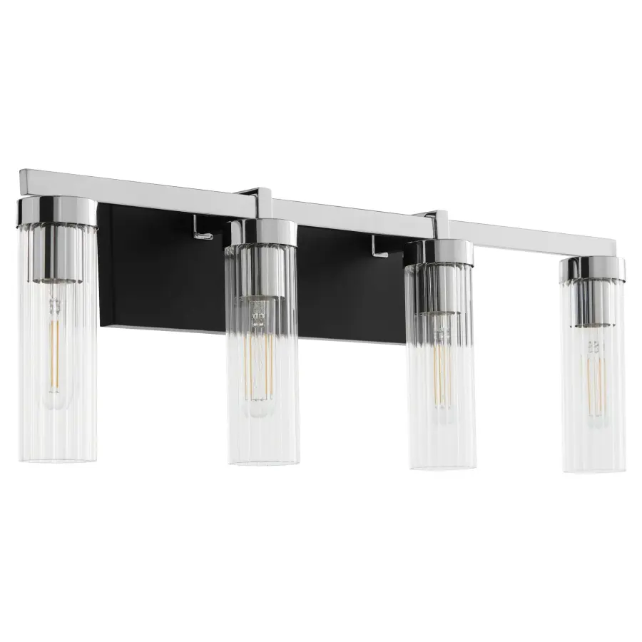 Kilbey 4-Light Vanity Light in Matte Black & Chrome - Image 1