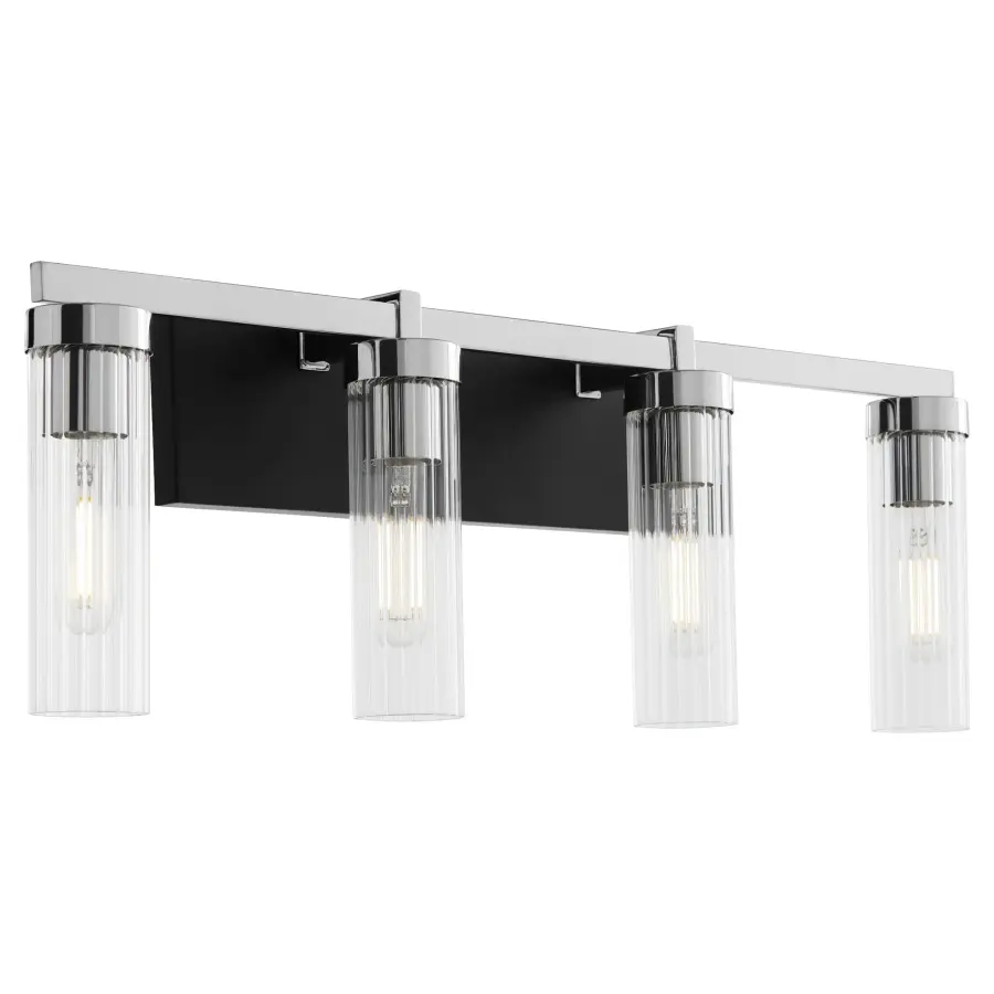 Kilbey 4-Light Vanity Light in Matte Black & Chrome - Image 2