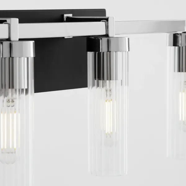 Kilbey 4-Light Vanity Light in Matte Black & Chrome - Image 4