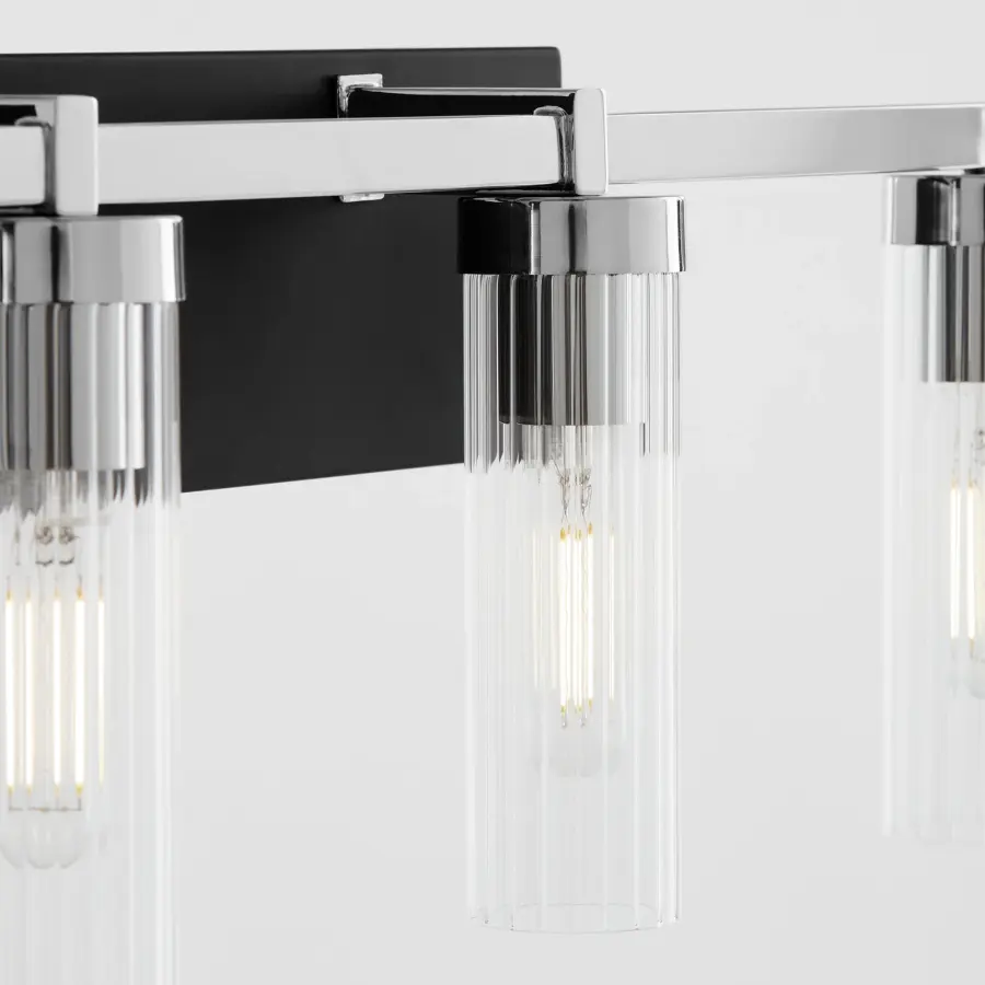 Kilbey 4-Light Vanity Light in Matte Black & Chrome - Image 4