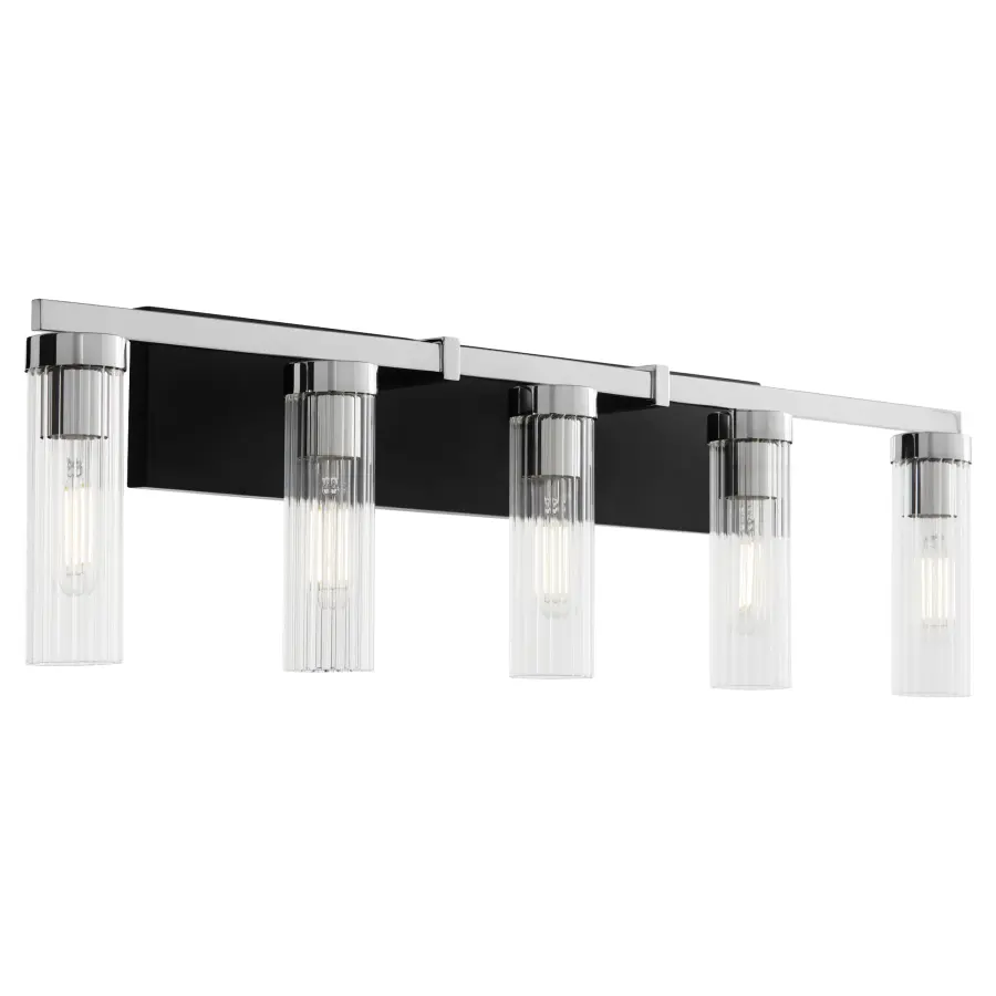 Kilbey 5-Light Vanity Light in Matte Black & Chrome - Image 1