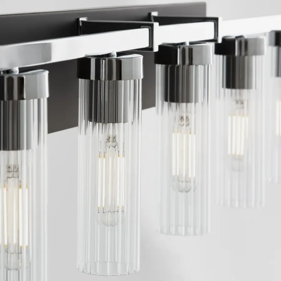Kilbey 5-Light Vanity Light in Matte Black & Chrome - Image 3