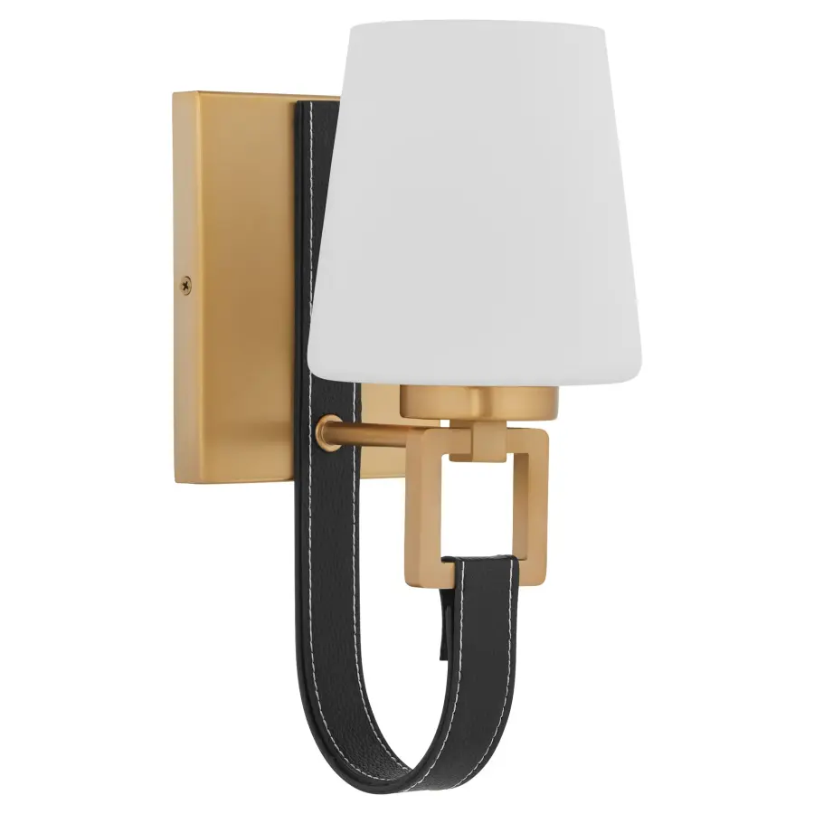 Sophisticated Wall Sconce with Fashion-Inspired Leather Detailing - Image 1