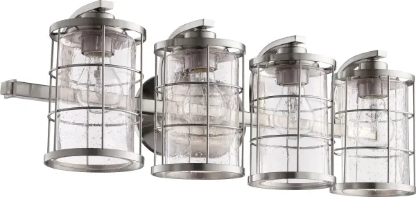 Modern Farmhouse Vanity Light with Industrial Caged Design