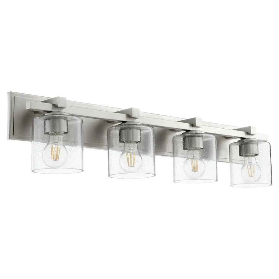 Satin Nickel and Oiled Bronze 4-Light Vanity with Clear Seeded Glass