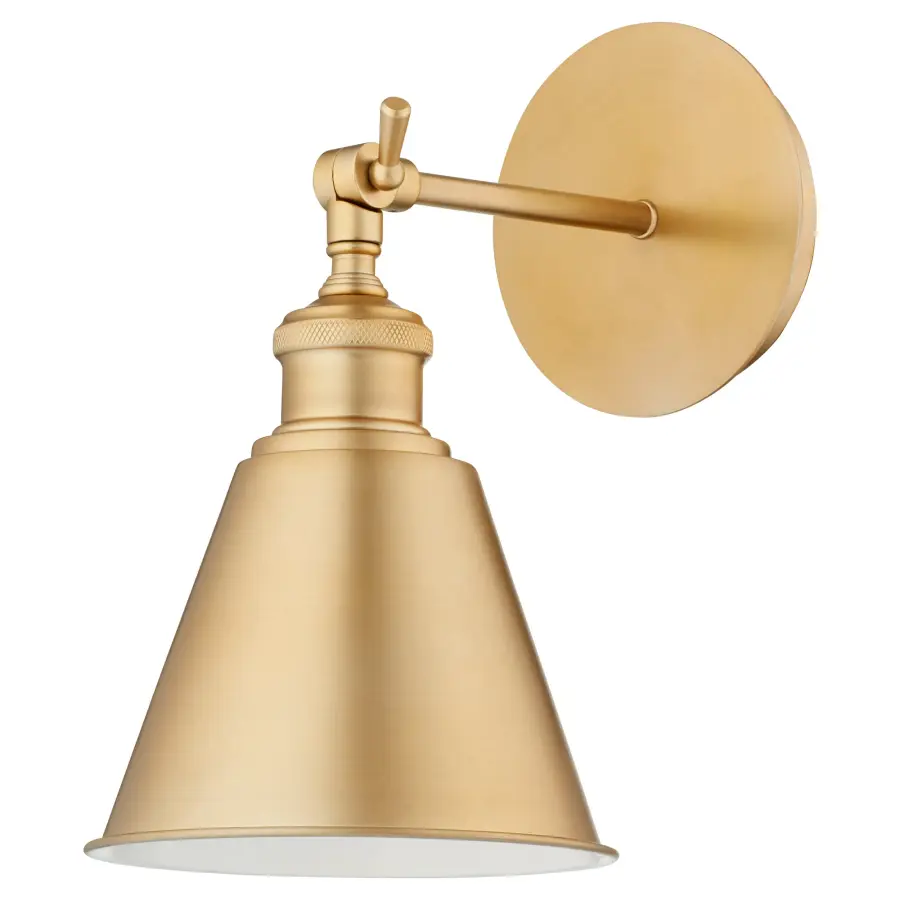 Small Cone Wall Mount in Aged Brass - Image 1