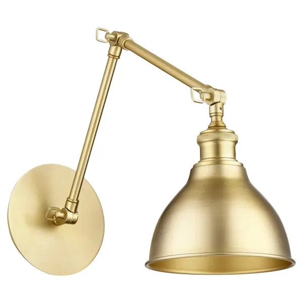 Aged Brass Adjustable Arm Wall Sconce - Image 1