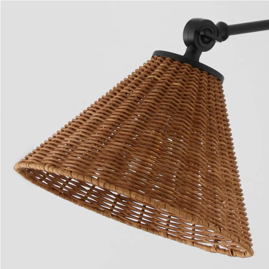 Robinson Wicker Wall Sconce with Adjustable Arm - Image 4