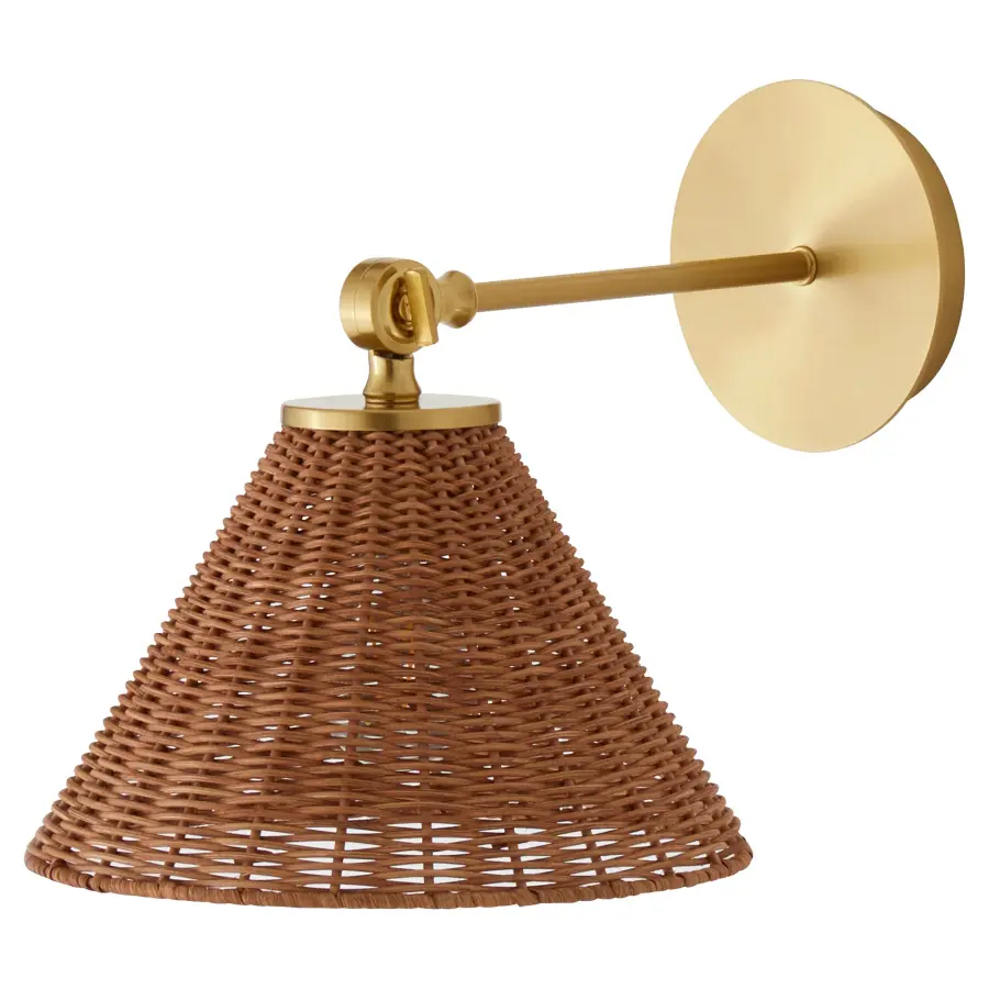 Robinson Wicker Wall Sconce - Aged Brass - Image 1