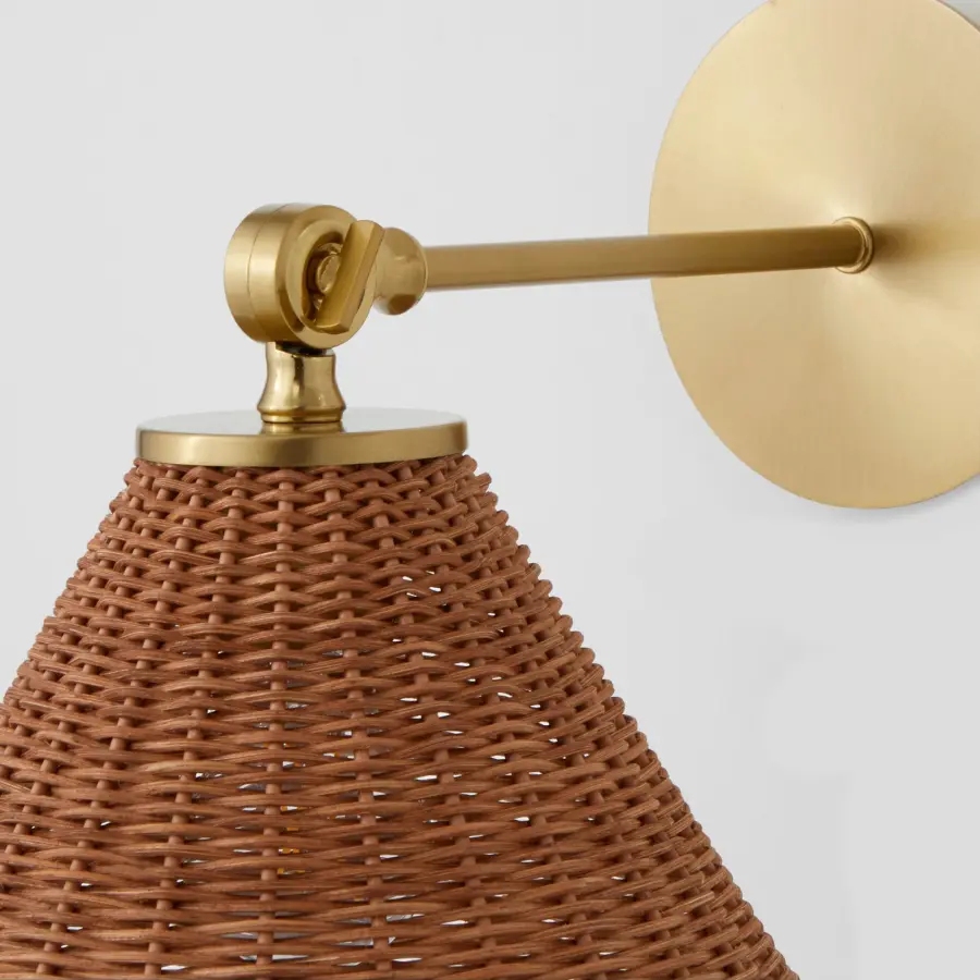 Robinson Wicker Wall Sconce - Aged Brass - Image 5