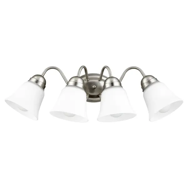 This 4-light wall mount fixture offers excellent illumination with a timeless satin nickel finish. Perfect for bathroom vanities or hallways, it provides ample light coverage while maintaining a clean, contemporary aesthetic.
