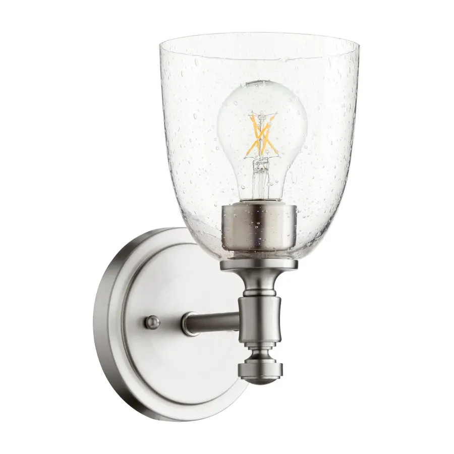 Rossington 1-Light Wall Sconce in Satin Nickel with Clear Seeded Glass