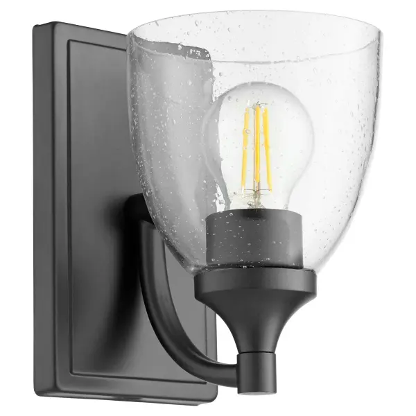 Enclave 1-Light Clear Seeded Wall Sconce in Matte Black