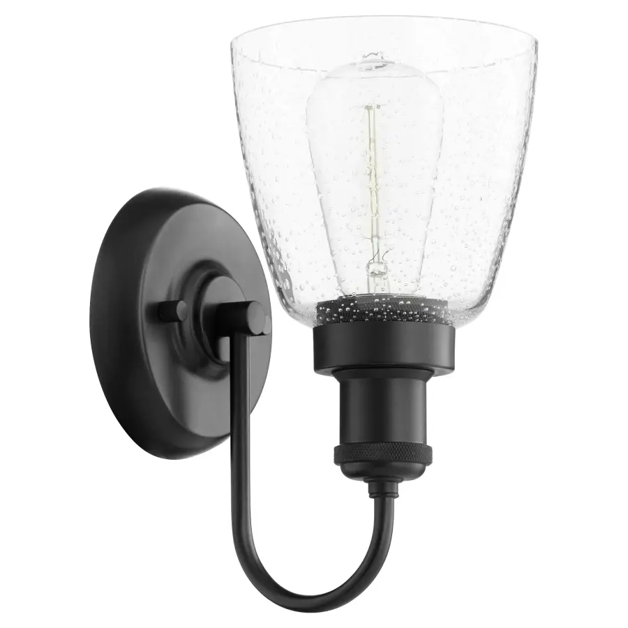 Modern Seeded Glass Wall Sconce in Matte Black