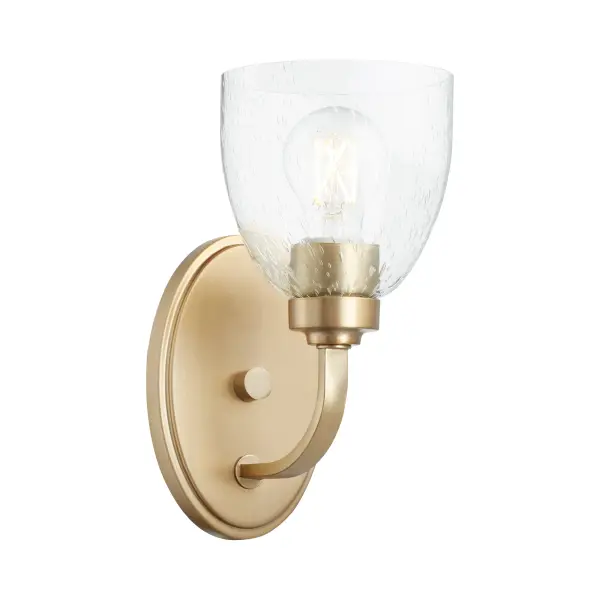 Reyes 1-Light Clear Seeded Glass Wall Sconce in Aged Brass - Image 2