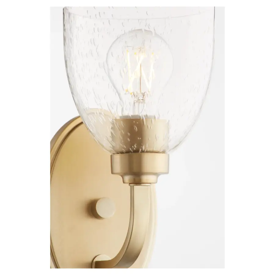 Reyes 1-Light Clear Seeded Glass Wall Sconce in Aged Brass - Image 3