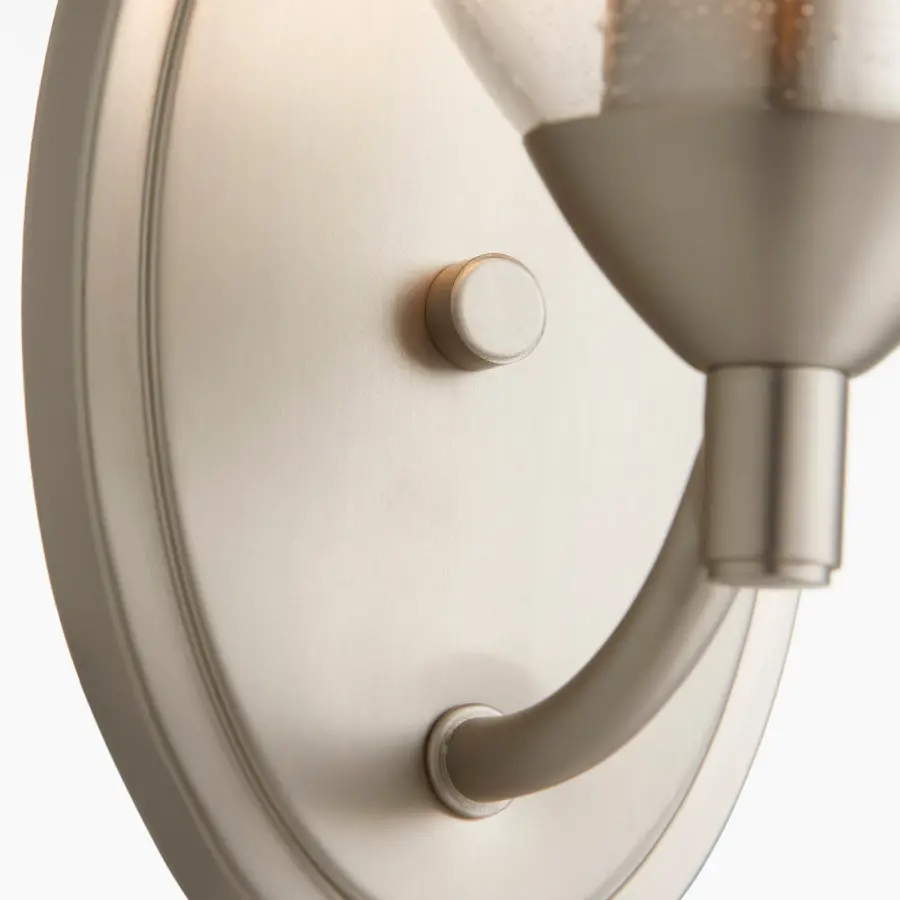 Barkley 1-Light Wall Sconce in Satin Nickel with Clear Seeded Glass - Image 2