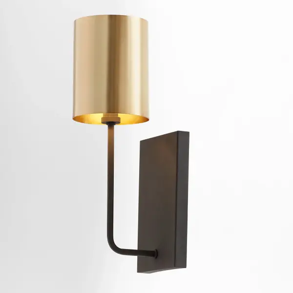 Harmony 1-Light Wall Sconce in Black & Aged Brass - Image 4