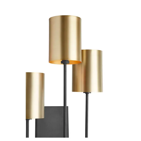 Harmony 3-Light Wall Sconce in Black and Aged Brass - Image 2
