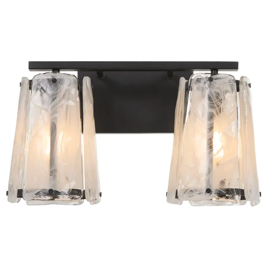 Bold Contemporary Vanity Light with Striking Ice-Like Glass Panels - Image 2