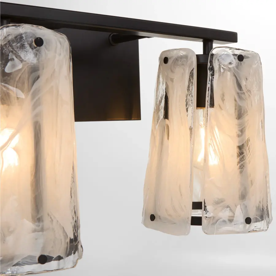 Bold Contemporary Vanity Light with Striking Ice-Like Glass Panels - Image 4