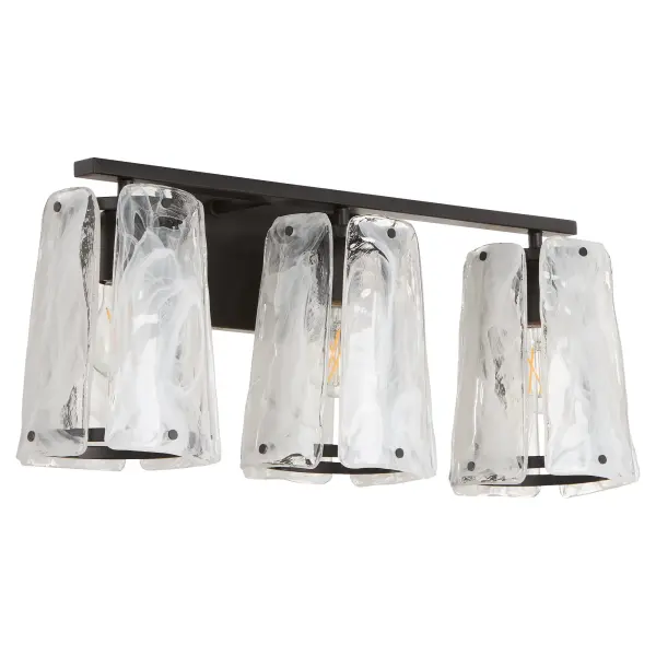Bold Contemporary Vanity Light with Sculptural Glass Panels