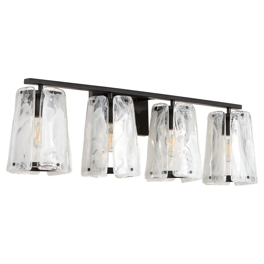 Bold Contemporary Vanity Light with Striking Ice-Like Glass Panels - Image 1