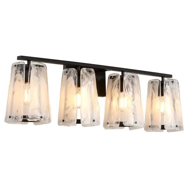 Bold Contemporary Vanity Light with Striking Ice-Like Glass Panels - Image 2