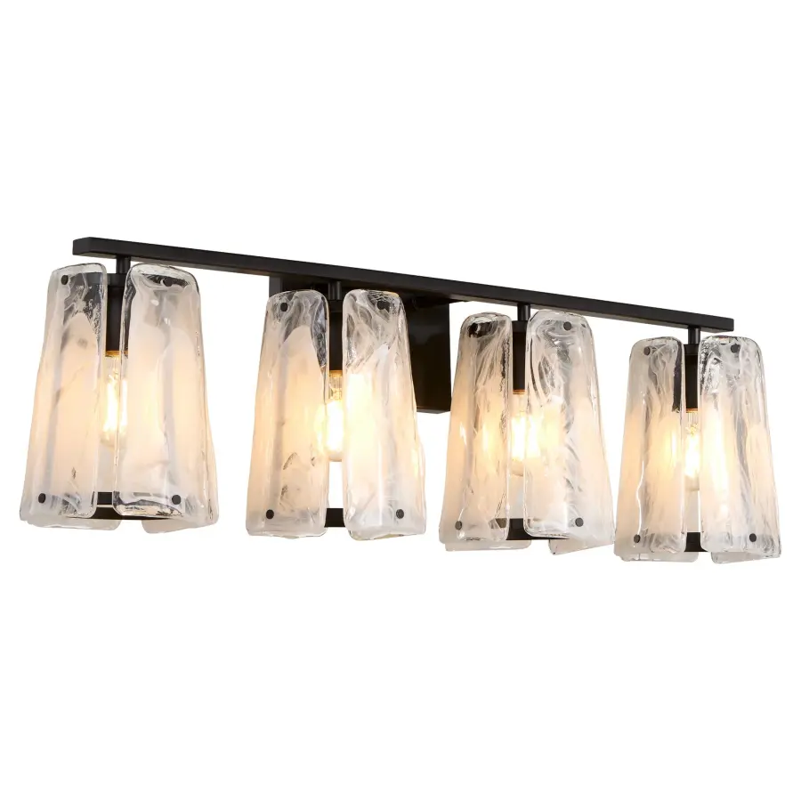 Bold Contemporary Vanity Light with Striking Ice-Like Glass Panels - Image 2