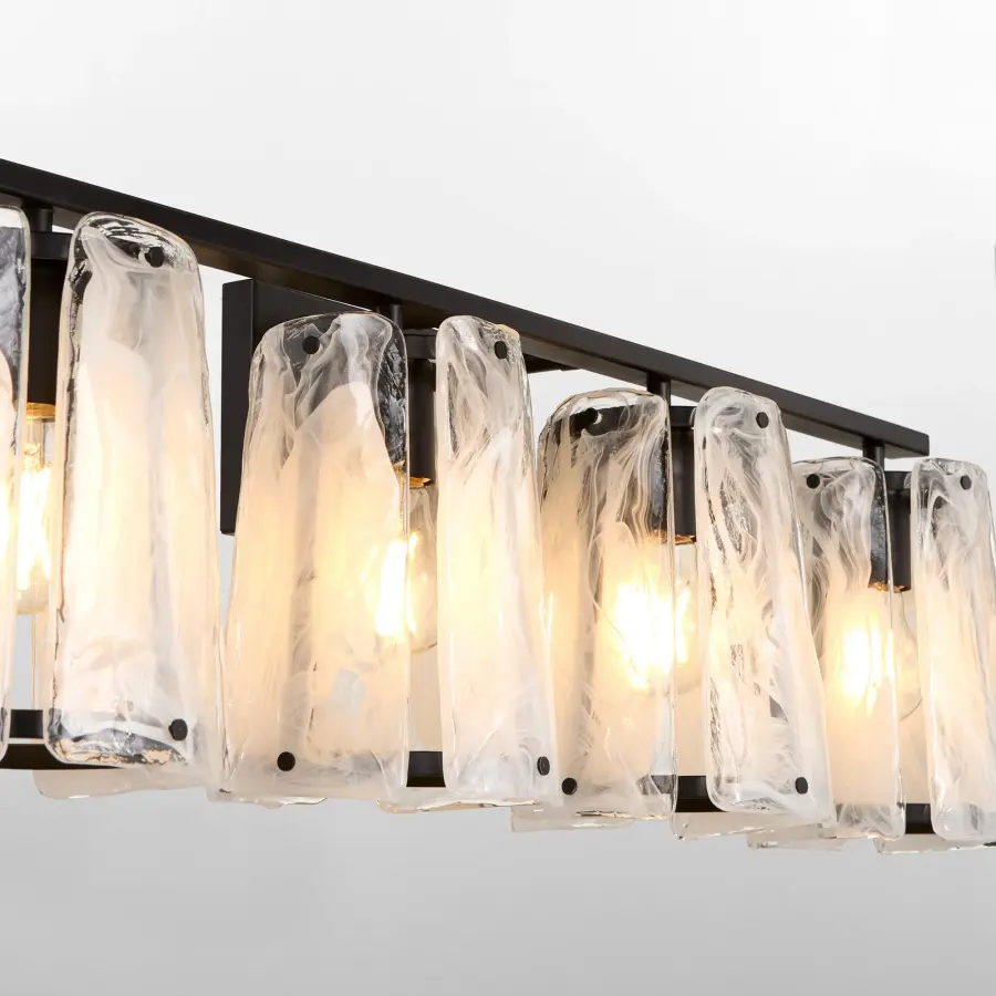 Bold Contemporary Vanity Light with Striking Ice-Like Glass Panels - Image 3