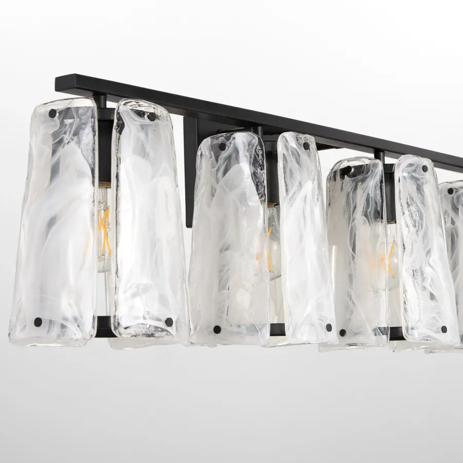 Bold Contemporary Vanity Light with Striking Ice-Like Glass Panels - Image 4