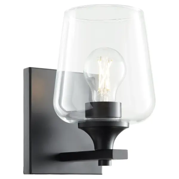 Classic Single-Light Sconce with Angular Frame and Clear Glass Shade - Image 1
