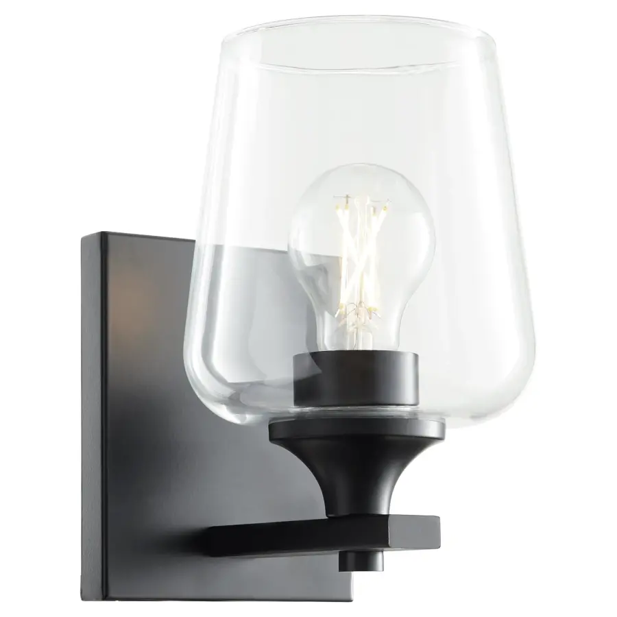 Classic Single-Light Sconce with Angular Frame and Clear Glass Shade - Image 1