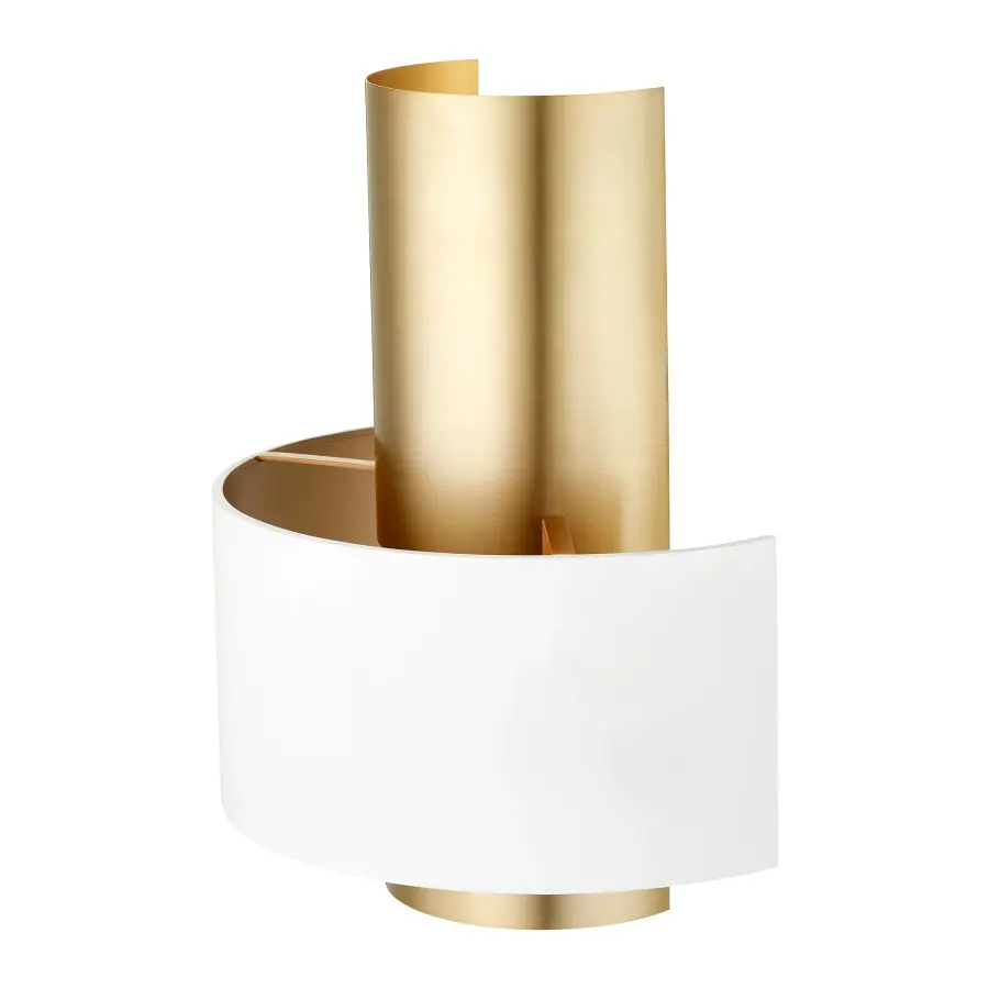 Half Cylinder Two-Tone Wall Sconce in Studio White and Aged Brass - Image 1