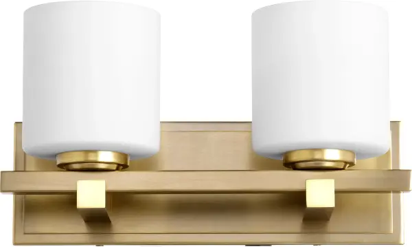 2-Light Aged Brass Vanity Light