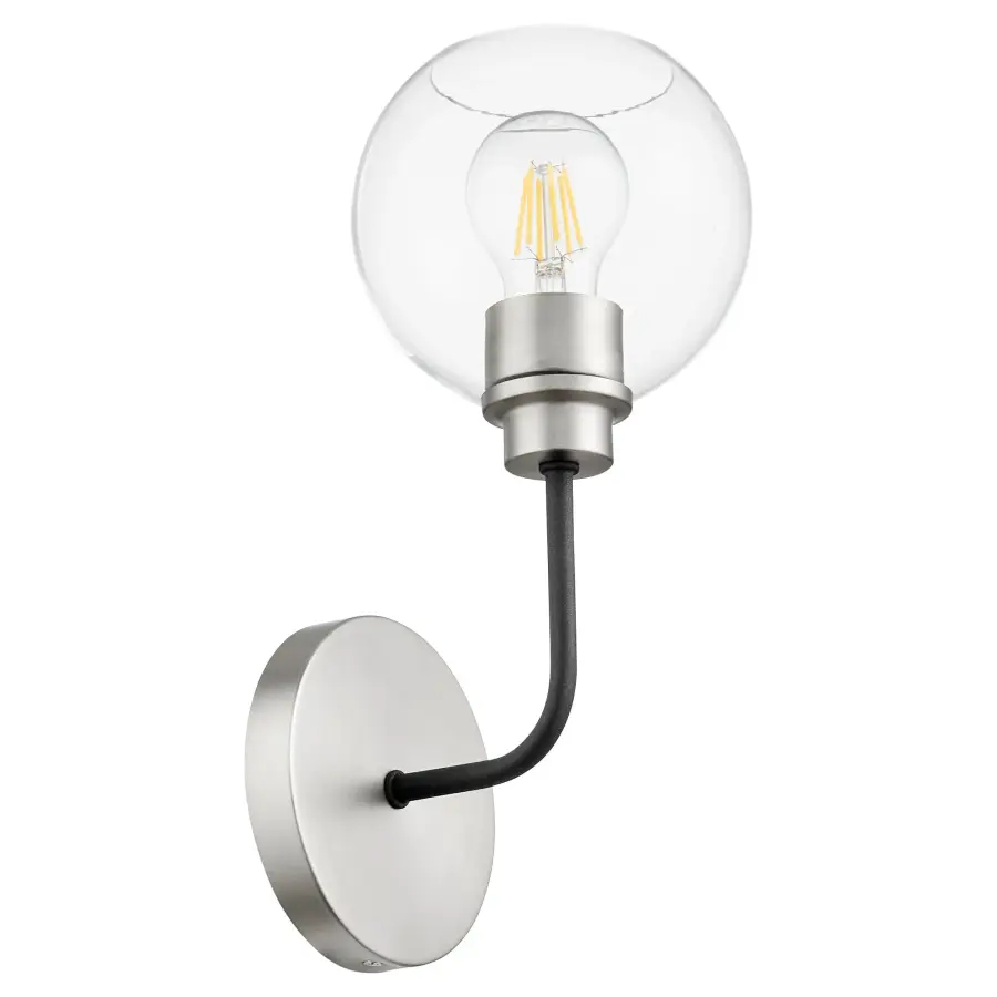 Clarion 1-Light Wall Sconce in Textured Black with Satin Nickel - Image 1