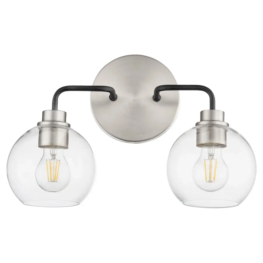 Clarion 2-Light Vanity Light in Textured Black & Satin Nickel - Image 1