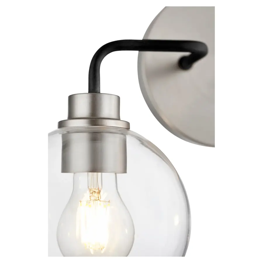 Clarion 2-Light Vanity Light in Textured Black & Satin Nickel - Image 2