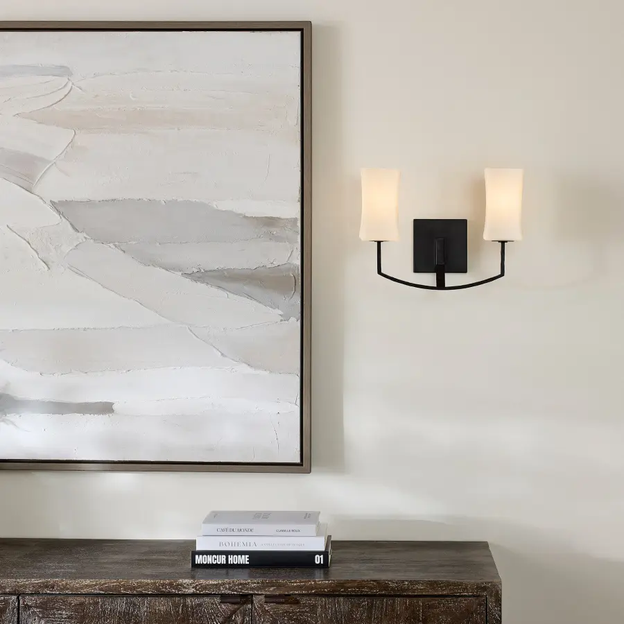 Ayala 2-Light Wall Sconce in Matte Black - Image 5