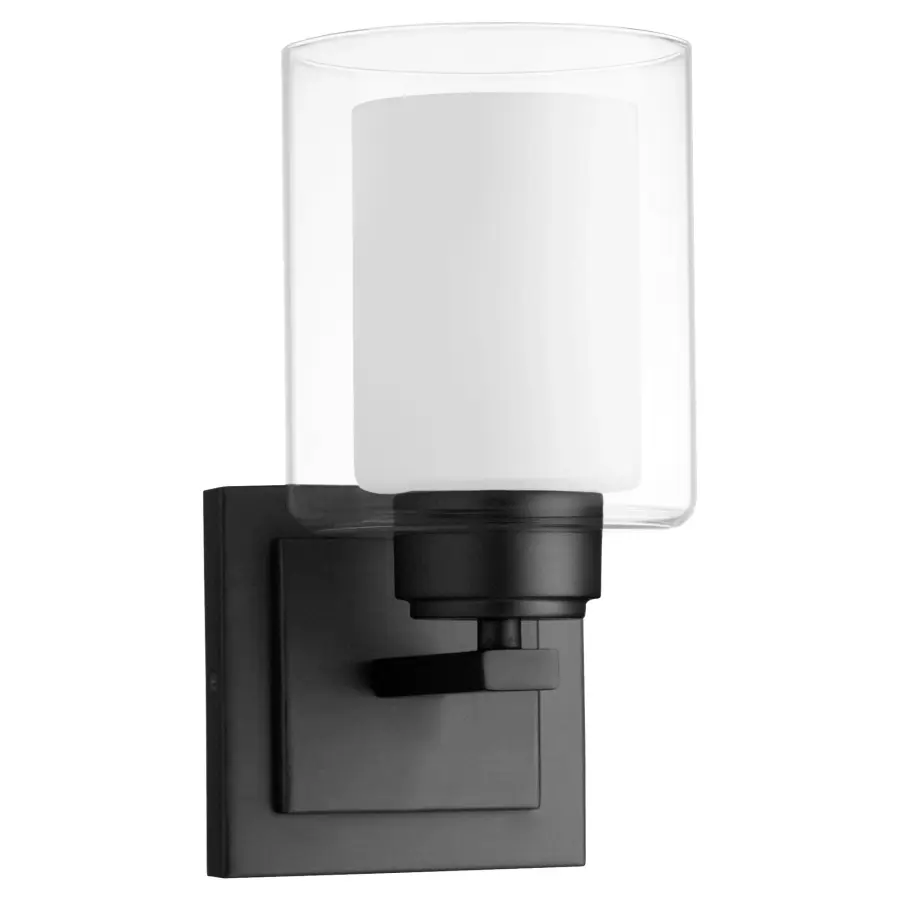 Clear Opal Glass Wall Sconce in Matte Black