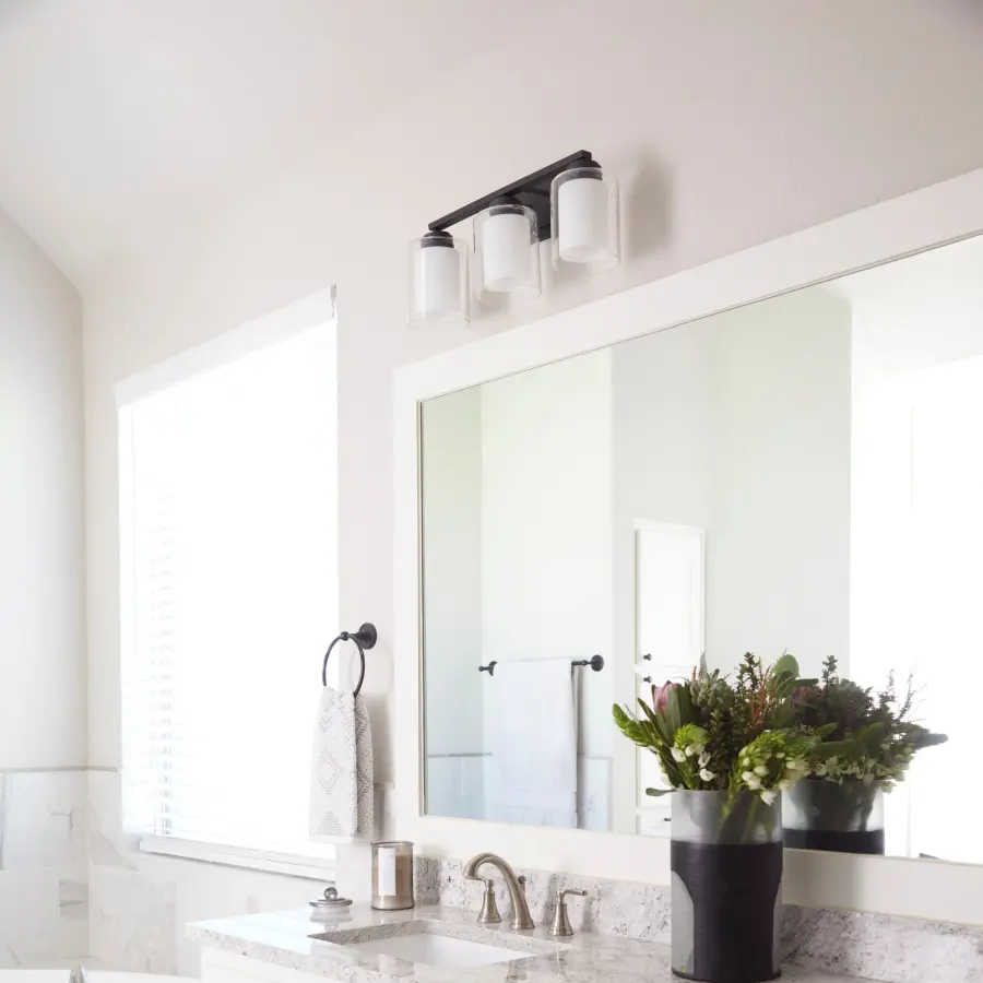 3-Light Clear Opal Vanity in Matte Black - Image 3