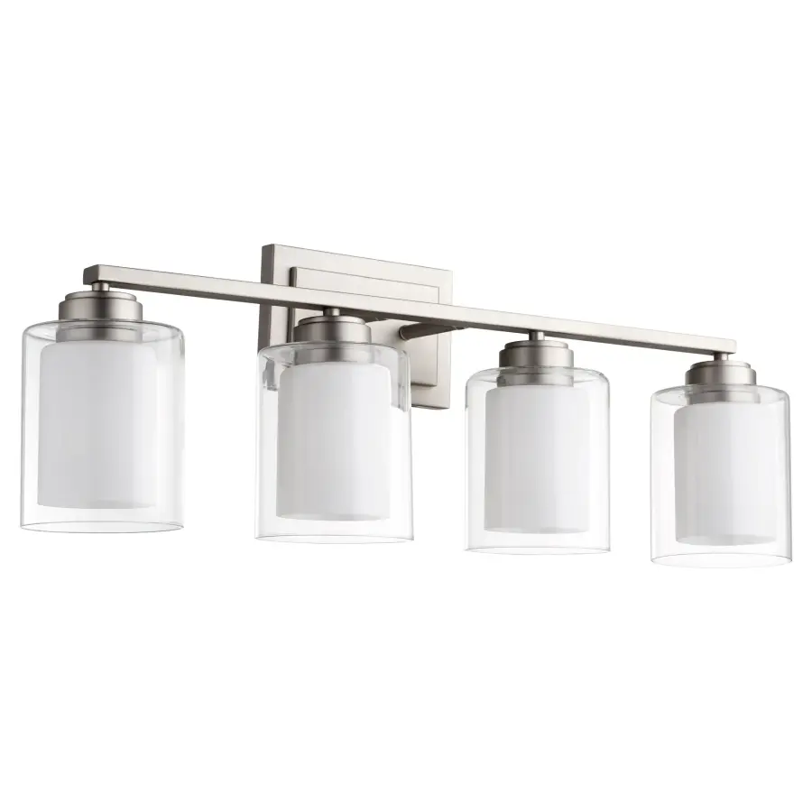 4-Light Clear Opal Vanity Light in Satin Nickel - Image 1