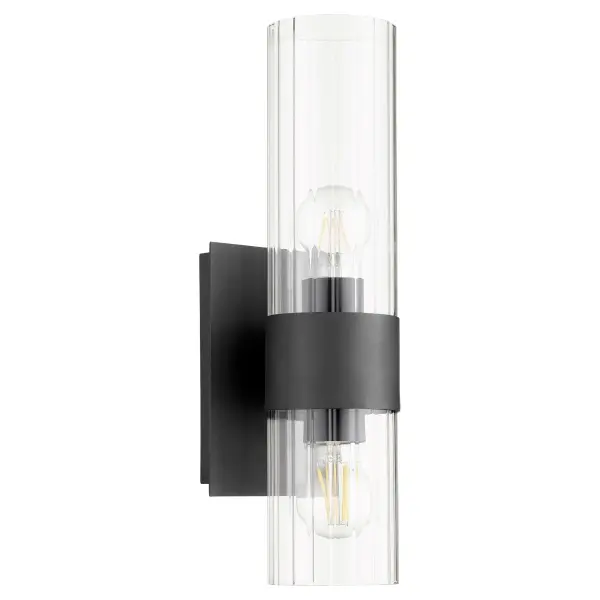 Noir Fluted Glass 2-Light Wall Sconce - Image 1