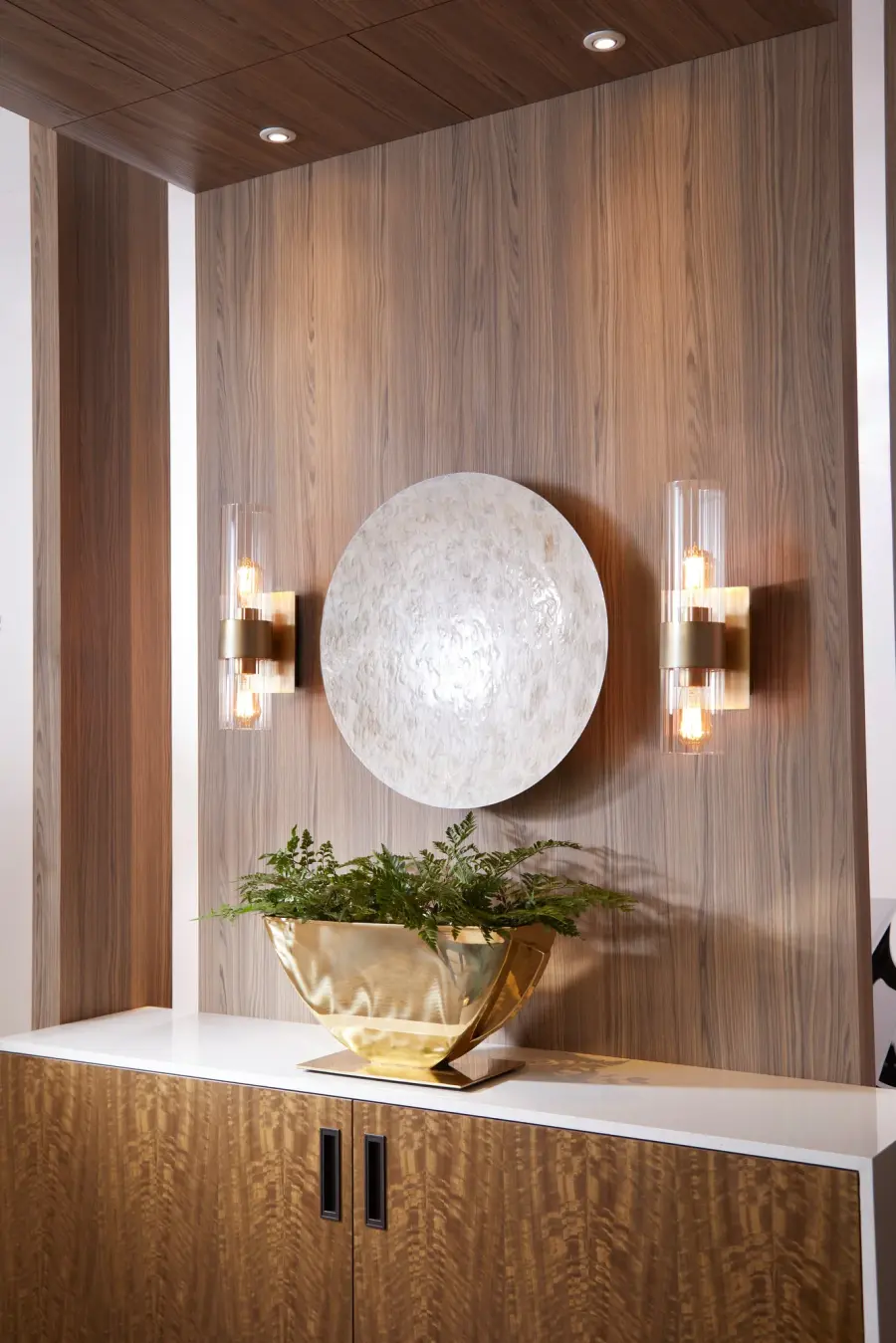 2-Light Soft Contemporary Aged Brass Wall Sconce - Image 2