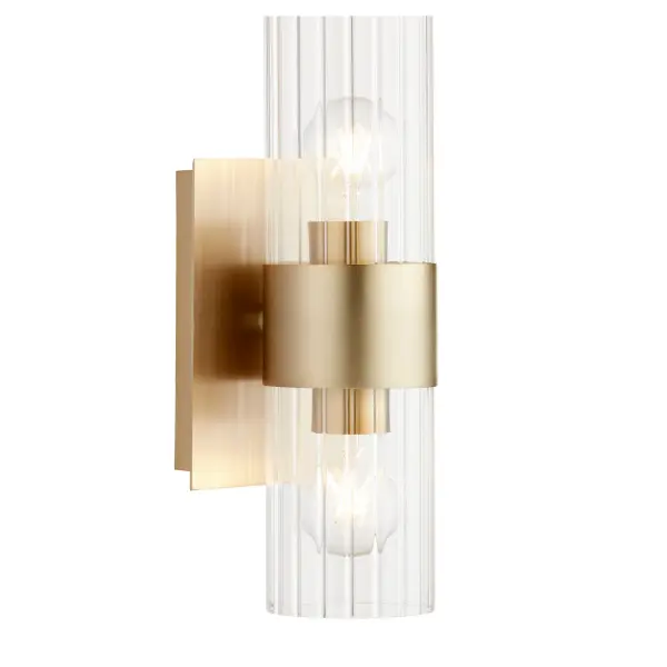 2-Light Soft Contemporary Aged Brass Wall Sconce - Image 3